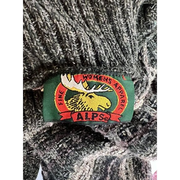 Alps Womens M Fair‎ Isle Knit Green Turtleneck Sweater USA Cozy Cabincore READ - Picture 8 of 9